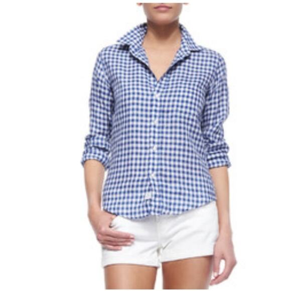 Frank & Eileen Tops - Frank & Eileen Eileen Shirt Relaxed  Linen Button Front Gingham Plaid Size XXS